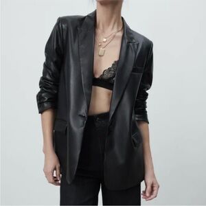 ZARA Faux Leather Blazer XS Blogger Favorite